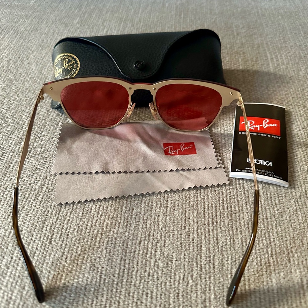 Ray-Ban Blaze Clubmaster Pink and Gold Sunglasses - Picture 5 of 6